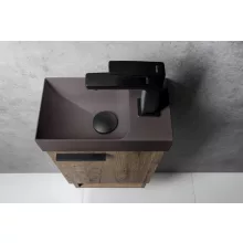   Sapho Small Piccolino beton mosdó csaplyukkal 30,8x17 cm, jobbos / sötétbarna PK30515