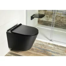   Sapho PACO rimless fali kerámia WC csésze 36,5x52 cm ülőke nélkül, matt fekete PZ1012WRB