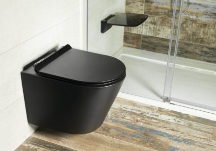 Sapho PACO rimless fali kerámia WC csésze 36,5x52 cm ülőke nélkül, matt fekete PZ1012WRB