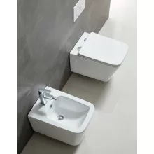   Sapho Porto fali kerámia bidé 36x52,2 cm csaplyukkal és túlfolyóval, fehér PZ4015