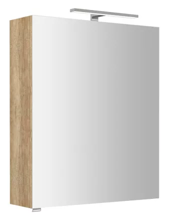 Sapho Riwa ajtós tükrös szekrény LED világítással 60x70x17 cm, alabama tölgy RIW060-0022