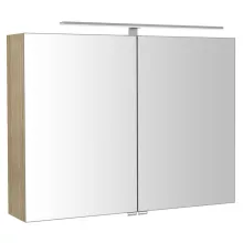   Sapho Riwa két ajtós tükrös szekrény LED világítással 81x70x17cm, bardini szilva RIW080-0013