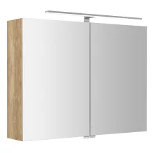   Sapho Riwa két ajtós tükrös szekrény LED világítással 81x70x17cm, alabama tölgy RIW080-0022
