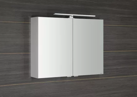 Sapho Riwa két ajtós tükrös szekrény LED világítással 81x70x17 cm, fényes fehér RIW080-0030
