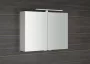 Sapho Riwa két ajtós tükrös szekrény LED világítással 81x70x17 cm, fényes fehér RIW080-0030