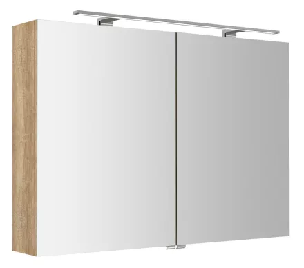 Sapho Riwa két ajtós tükrös szekrény LED világítással 101x70x17 cm, alabama tölgy RIW100-0022