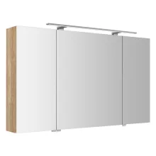   Sapho Riwa három ajtós tükrös szekrény LED világítással 121x70x17 cm, alabama tölgy RIW120-0022
