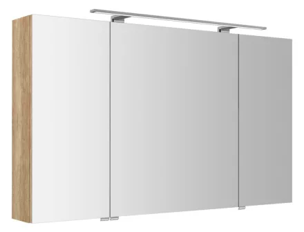 Sapho Riwa három ajtós tükrös szekrény LED világítással 121x70x17 cm, alabama tölgy RIW120-0022