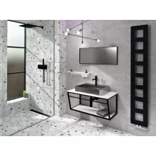   Sapho Ska mosdótartó keret pult alá, fehér MDF polccal 90x40x46 cm, matt fekete SKA103