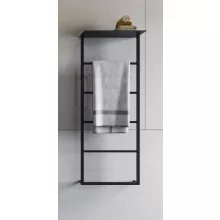 Sapho Ska törölközőtartó polccal 454x1184 mm, matt fekete kivitelben