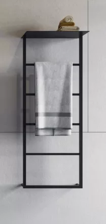 Sapho Ska törölközőtartó polccal 454x1184 mm, matt fekete kivitelben
