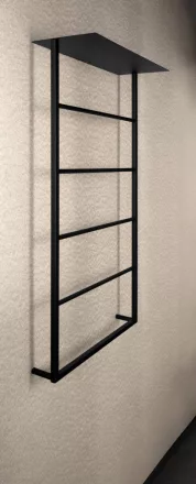 Sapho Ska törölközőtartó polccal 604x1184 mm, matt fekete kivitelben