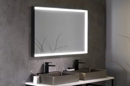 Sapho Sort tükör LED világítással 120x70 cm, matt fekete ST120