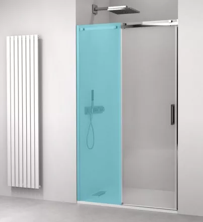 Polysan THRON LINE tolóajtó 1480-1510 mm fix rész és görgők nélkül, króm profil TL5015B BOX 2/2