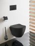 Sapho Paula fali WC beépíthető tartállyal, nyomógombal, Soft Close ülőkével, fekete TP325-51SM-SET5