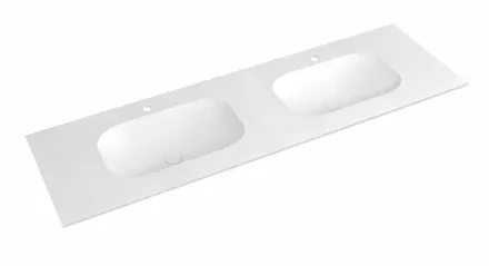 Sapho Treos Rockstone beépíthető 152x51 cm duplamosdó pulttal, matt fehér TS152-0101