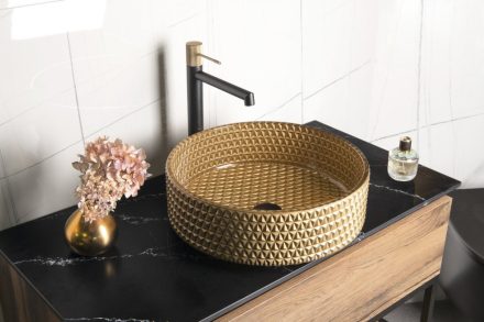 Sapho Beauty Maragua pultra ültethető üvegmosdó 39,5 cm, arany TY214Z