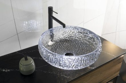 Sapho Beauty Gaviota pultra ültethető üvegmosdó 42 cm, fekete TY306