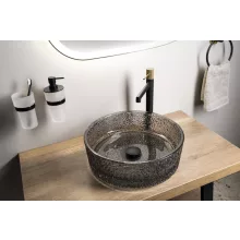 Sapho Ersel pultra tehető gravírozott üveg mosdótál 39x12 cm fekete kivitel.