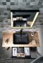 Sapho Twiga mosdótartó asztal polccal 110x72x50 cm, matt fekete/zúzott kő VC453-110-9