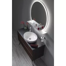 Sapho Viso kerek LED tükör 60 cm polccal, fehér VS060-01