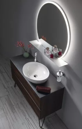 Sapho Viso kerek LED tükör 60 cm polccal, fehér VS060-01