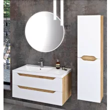   Sapho Wave II mosdótartó szekrény 2 fiókkal 80x48x45 cm, pipererendezővel, fehér/barna WA080-3022