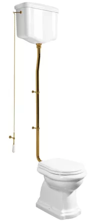 Sapho Kerasan Retro hátsó kifolyású álló kerámia WC tartállyal és öblítőmechanikával, fehér/bronz WCSET16-RETRO-ZO
