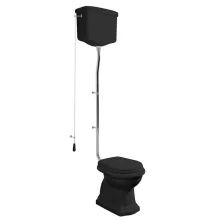   Sapho Kerasan Retro alsó kifolyású álló kerámia WC tartállyal és öblítőmechanikával, matt fekete WCSET29-RETRO-SO