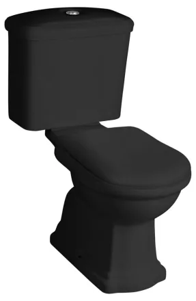 Sapho Kerasan Retro alsó kifolyású álló WC tartállyal és öblítőmechanikával, matt fekete WCSET33-RETRO-SO