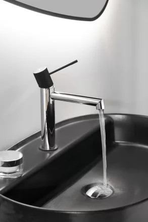 Sapho Solaris mosdócsaptelep leeresztő nélkül, króm/fekete WD002CB