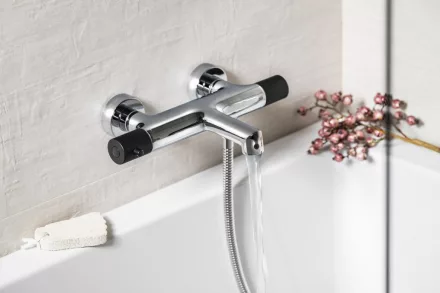 Sapho Solaris termosztátos kádtöltő csaptelep, króm / fekete WD010CB