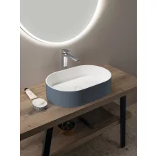 Sapho Thin pultra ültethető Rockstone mosdótál 55x35 cm matt fehér/siena kivitelben.