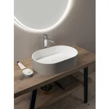 Sapho Thin pultra ültethető Rockstone mosdótál 55x35 cm matt fehér/agila kivitelben.