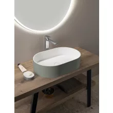 Sapho Thin pultra ültethető Rockstone mosdótál 55x35 cm matt fehér/verde kivitelben.