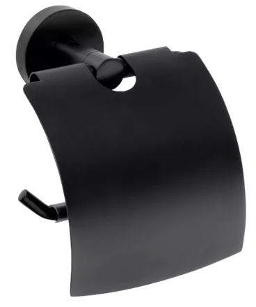 Bemeta Dark WC-papírtartó fedéllel 140x155x80mm, fekete kivitelben