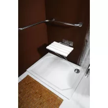   Bemeta Help lehajtható zuhany ülőke támasztékkal 440x460x450 mm, polírozott inox (301102181) XH001