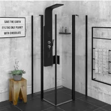   Polysan Zoom Line Black szögletes zuhanykabin 90x90 cm transzparent üveg, matt fekete ZL5415B