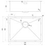 Sapho Zenith szögletes rozsdamentes acél mosogatótálca 60x45 cm PVD bevonattal, antracit ZN6045B