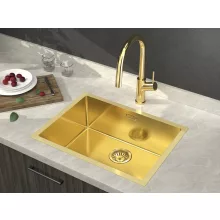   Sapho Zenith szögletes rozsdamentes acél mosogatótálca 60x45 cm PVD bevonattal, arany ZN6045Z