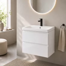 Cersanit Moduo 60 mosdószekrény szett Grohe Start M matt fekete csapteleppel és helytakarékos szifonnal