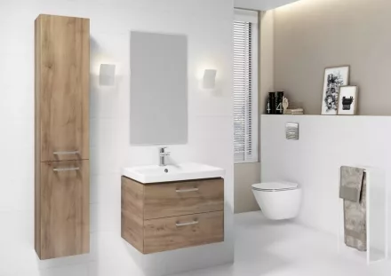 Cersanit Lara 60 alsószekrény szett Mille mosdóval és Hansgrohe Talis E 110 mosdócsapteleppel dió króm