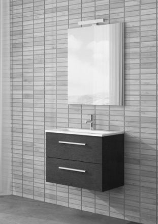Tboss Arta 60 falra szerelhető 2 fiókos alsószekrény mosdóval, prégelt fehér ARTA6046FEH