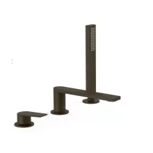   Tres Project 3-lyukú kádtöltő csaptelep zuhanyszettel, Fekete Bronz 21116101KMB