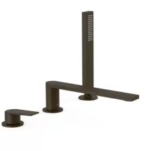   Tres Project 3-lyukú kádtöltő csaptelep zuhanyszettel, Fekete Bronz 21116103KMB