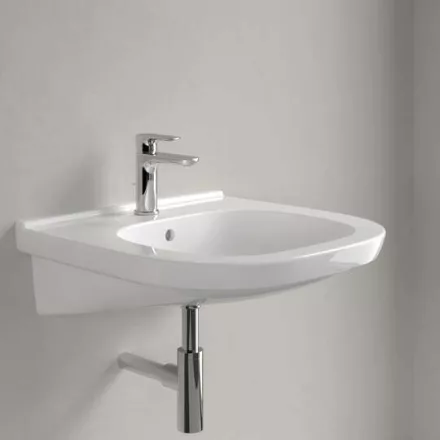 Villeroy & Boch ViCare kerámia mosdó 56x55 cm csaplyukkal és túlfolyóval, AntiBac CeramicPlus, alpin fehér 411955T2