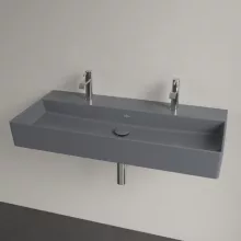   Villeroy & Boch Memento 2.0 Mosdó túlfolyó nélkül 100x47 cm, két csapfurattal, CeramicPlus felület, Grafit 4A221KI4