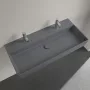 Villeroy & Boch Memento 2.0 Mosdó túlfolyó nélkül 100x47 cm, két csapfurattal, CeramicPlus felület, Grafit 4A221KI4