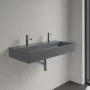 Villeroy & Boch Memento 2.0 Mosdó túlfolyó nélkül 100x47 cm, két csapfurattal, CeramicPlus felület, Grafit 4A221KI4
