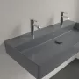 Villeroy & Boch Memento 2.0 Mosdó túlfolyó nélkül 100x47 cm, két csapfurattal, CeramicPlus felület, Grafit 4A221KI4